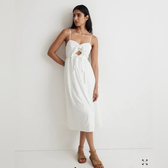 Madewell Dresses & Skirts - Madewell Double-Tie Cutout Sweetheart Midi Dress white 4 $168